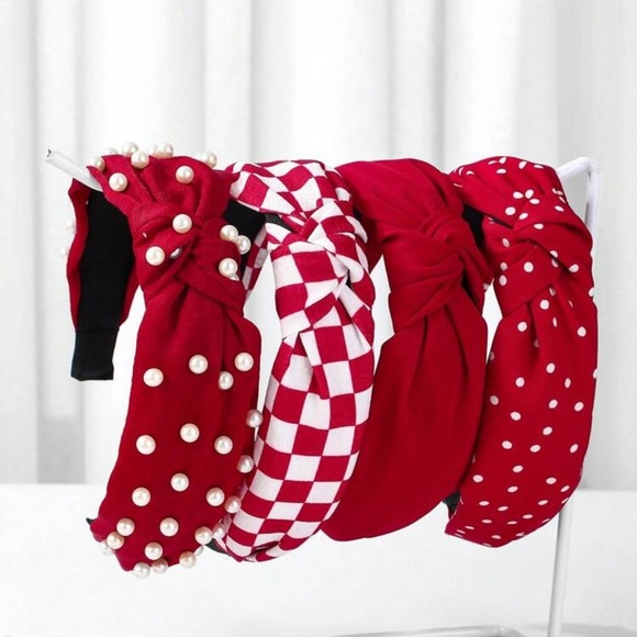 Valentine’s Day headbands NWT PACK OF 4 (pack 1 of 4 red or pack 2 of 4 pink) - Picture 5 of 7